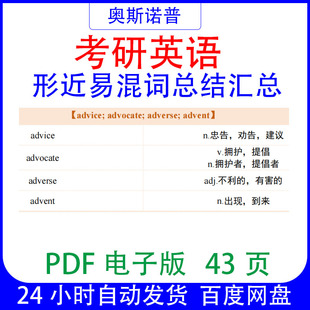 考研英语形近易混词总结汇总PDF电子版43页