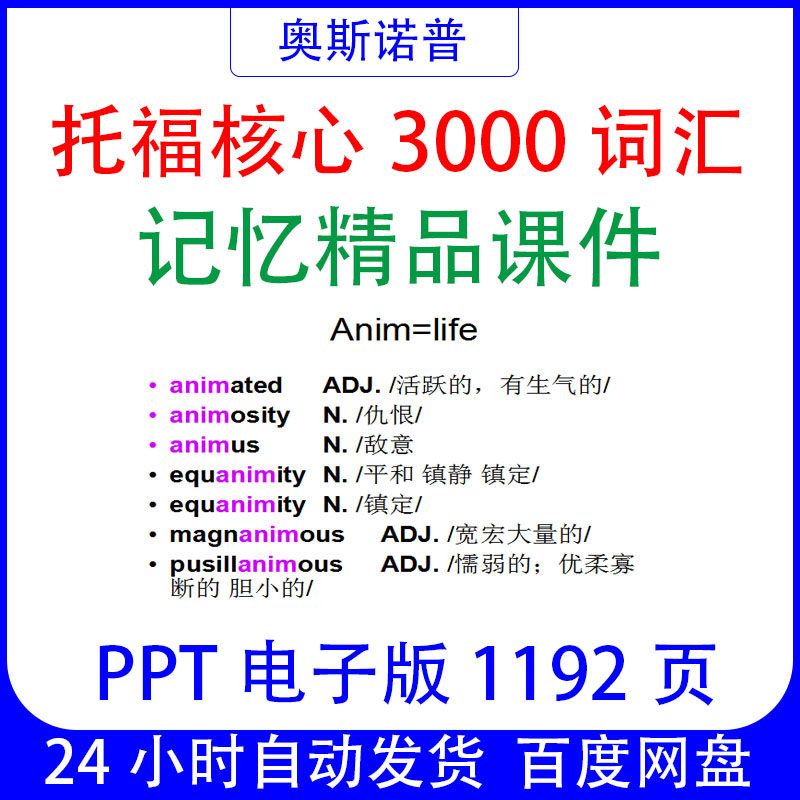 TOEFL新托福核心3000词汇记忆精品课件PPT电子版1192页