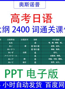 高考日语大纲2400词汇通关课件PPT电子版