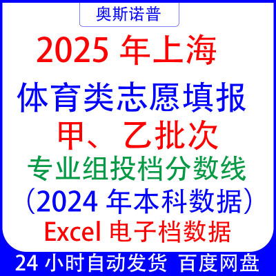 2025上海市高考志愿填报体育类专业组投档分数线excel电子档数据