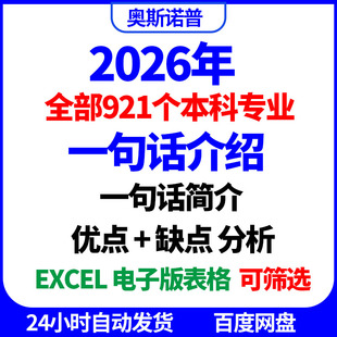 2026年全部921个本科专业一句话介绍简介优点缺点分析excel电子表