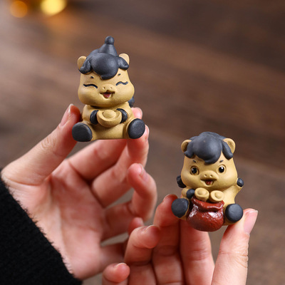 宜兴紫砂茶宠招财马动物生肖小摆件茶室茶桌面装饰品功夫茶道茶玩