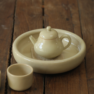 挑tea|米白龙泉青瓷思亭迷你80ml茶壶 主人杯纯手工陶瓷功夫茶具