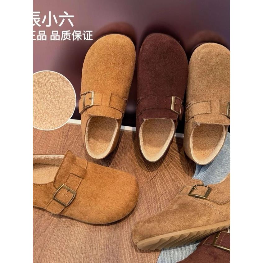 辰小六【3厘米羊羔绒勃肯 】扣带复古休闲懒人全包加绒博肯女鞋
