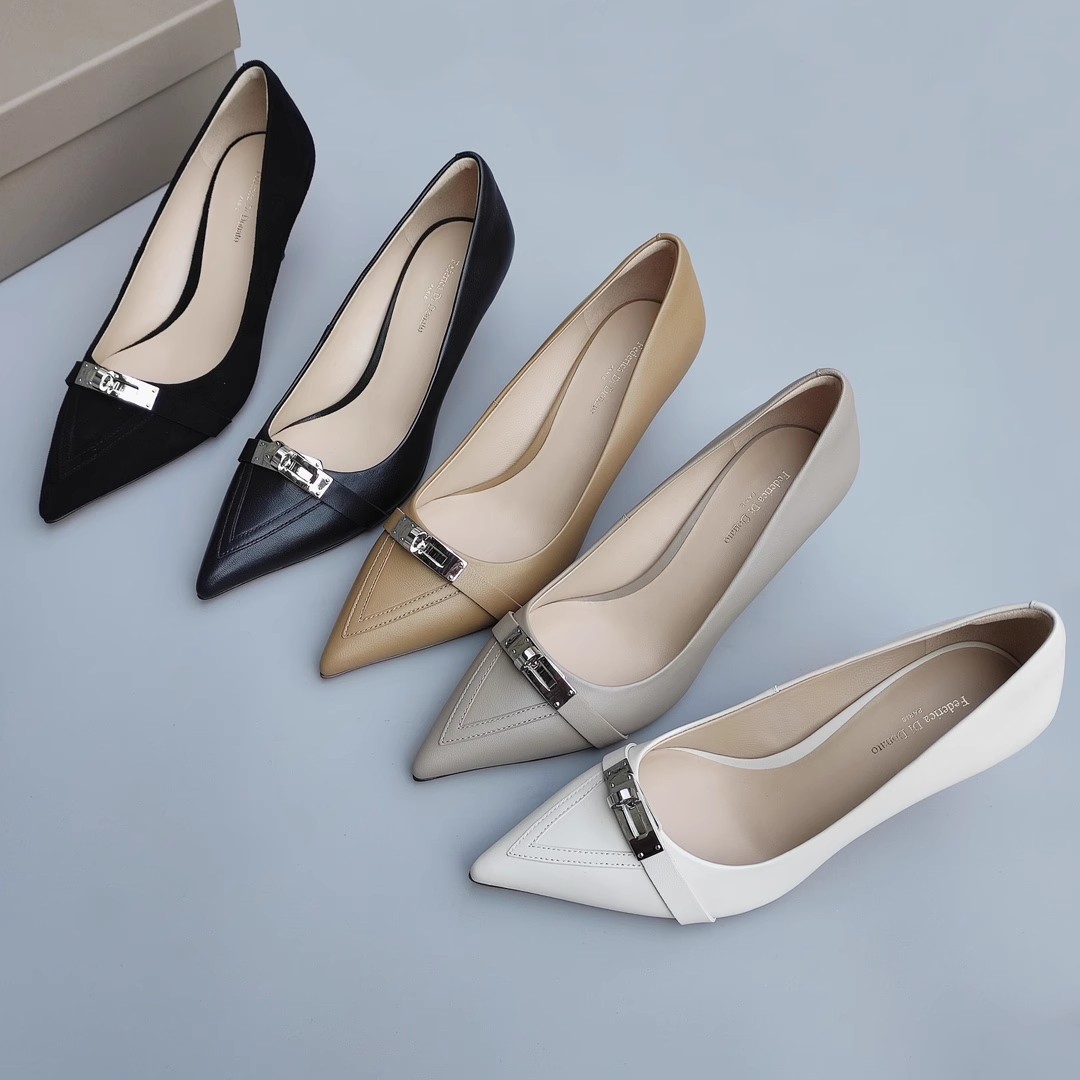 自留~ Federica Di Donato高端大牌尖头Kelly扣高跟鞋单鞋女73608