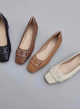 Federica Di Donato法式优雅气质舒适小方头低跟浅口通勤单鞋女