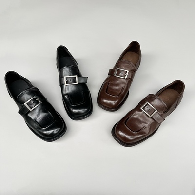 Federica Di Donato复古做旧小众水洗手工鞋 皮带扣马皮乐福鞋女