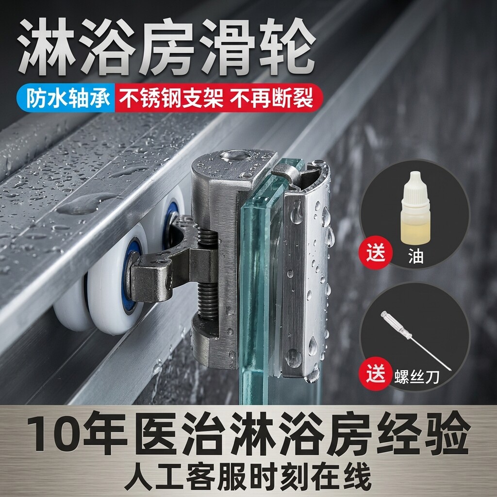 推拉门轨道吊轮浴室淋浴房玻璃门移门吊滑轮滚轮配件吊轨老式滑轮