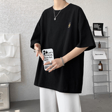 夏季2022棉麻短袖T恤宽松大码亚麻潮ins半袖刺绣短teeTX07P20，男装T恤，星座417-3