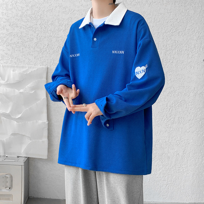 2025秋装新款ins潮男士宽松大码POLO衫个性刺绣百搭卫衣PL03P48,男装Polo衫,星座417-3