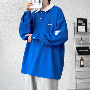 秋装新款ins潮男士宽松大码POLO衫个性刺绣百搭卫衣 PL03  P48图片