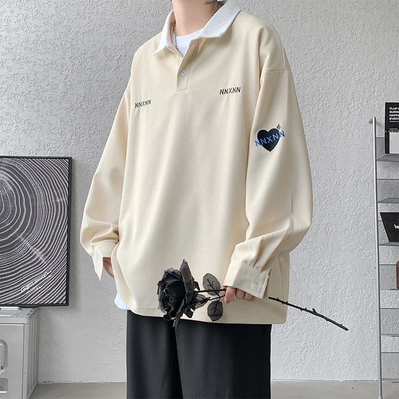 2025秋装新款ins潮男士宽松大码POLO衫个性刺绣百搭卫衣PL03P48,男装Polo衫,星座417-3
