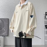 2025秋装新款ins潮男士宽松大码POLO衫个性刺绣百搭卫衣PL03P48，男装Polo衫，星座417-3