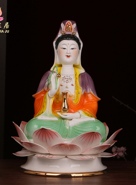 手工彩绘客厅观世音菩萨陶瓷中式