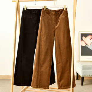 复古灯芯绒阔腿裤 莉2803 长裤 女高腰宽松显瘦直筒休闲裤
