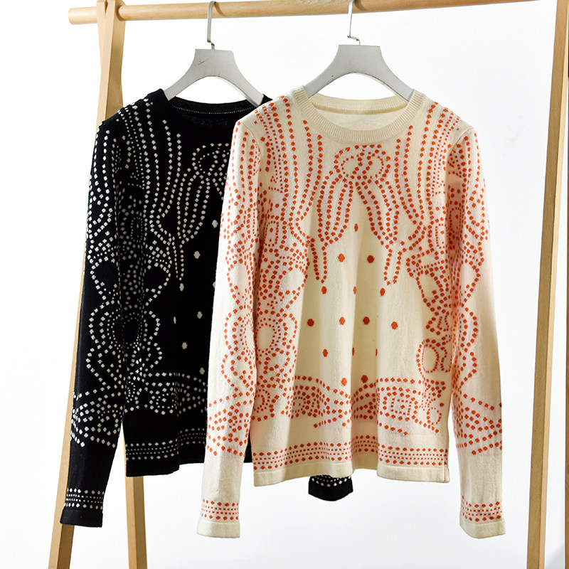 早秋新款复古提花波点图案羊绒针织长袖 霞57,女装/女士精品,毛针织衫,淘宝优惠券,粉丝福利购,淘宝优惠卷