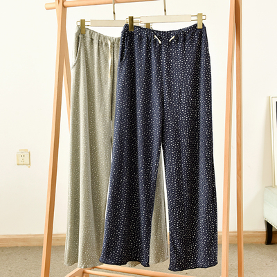高腰抽绳印花休闲裤宽松显瘦阔腿直筒垂感针织裤  莉2825  C1-2