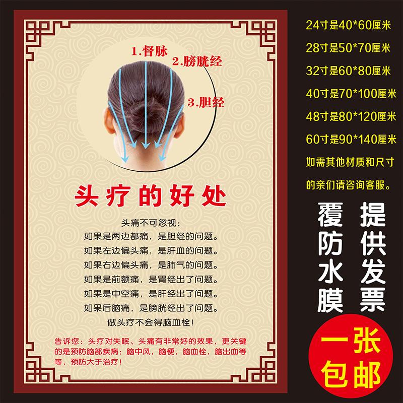 头疗的好处美容院养生馆SPA会所广告海报宣传画装饰挂图贴纸图片