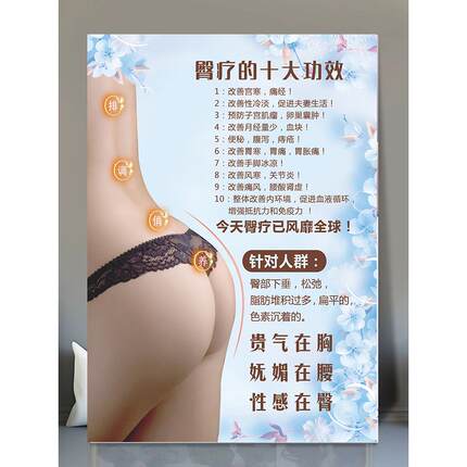乳腺保养好处贴画臀部理疗十大好处海报淋巴排毒挂画美容院店贴画