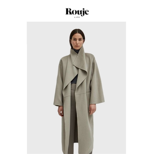翻领双面羊毛羊绒九分袖 Life大衣女中长款 Rouje 毛呢外套 现货