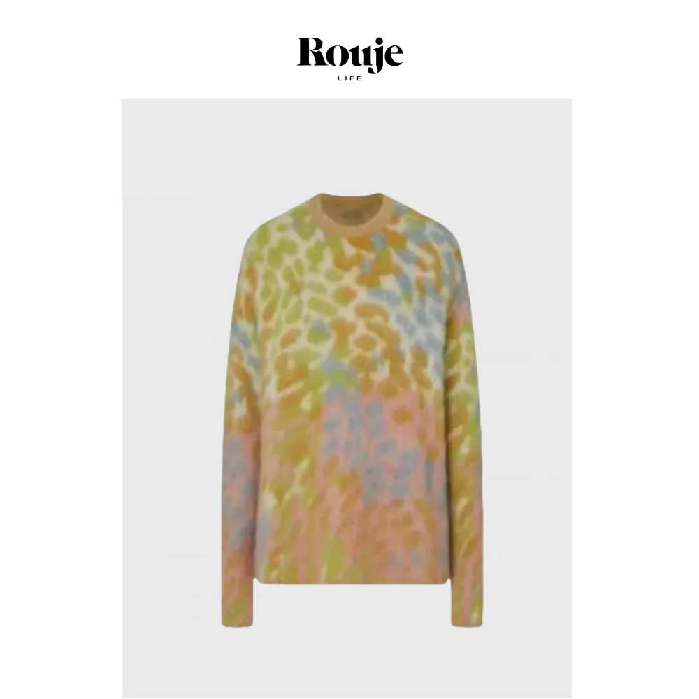 【现货】Rouje Life繁花物语针织衫秋冬绿染渐变提花宽松套头毛衣