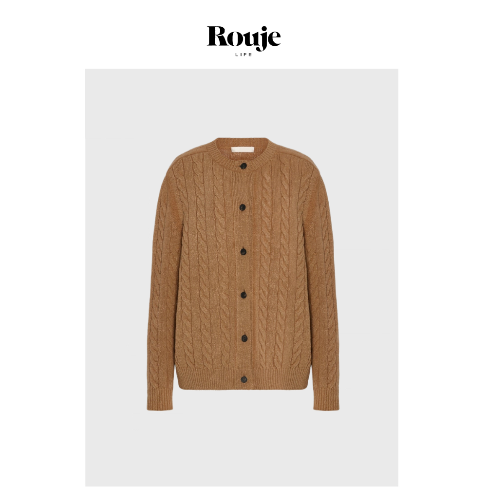 【现货】Rouje Life毛衣开衫小众极简英伦复古麻花针织衫绞花外套