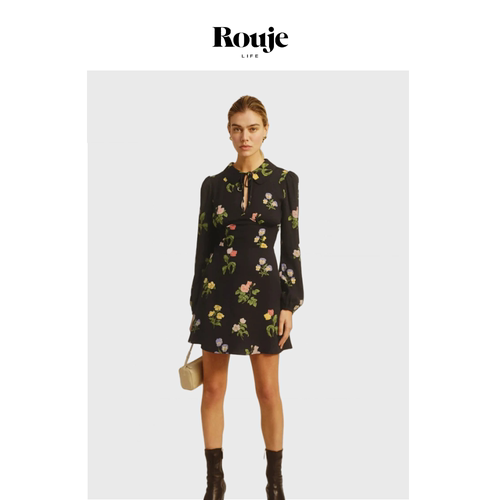 【现货】Rouje Life印花长袖连衣裙春夏季新款法式复古风欧美女装