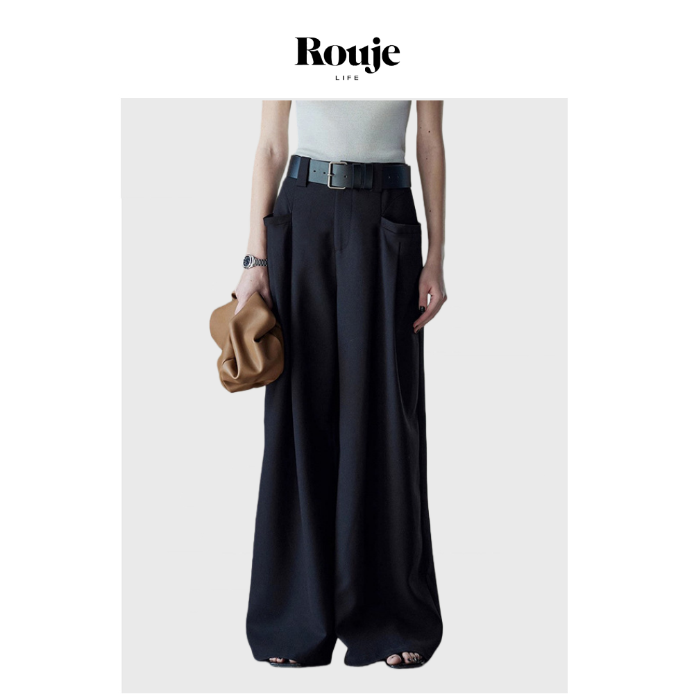 【现货】Rouje Life长腿神器双褶设计师款大口袋阔腿裤子女腔调裤