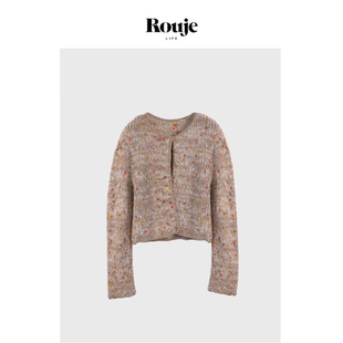 彩色针织开衫 Life短款 Rouje 上衣一粒扣毛衣外套 现货