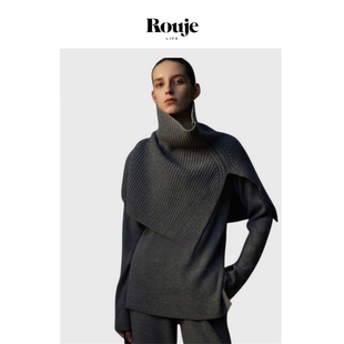 Life百搭神器 Rouje 美丽诺羊毛开叉多穿针织披肩大围脖 现货