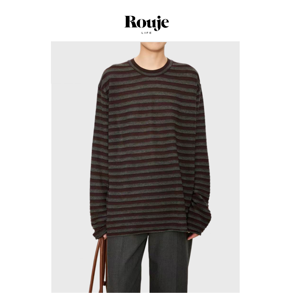 【现货】Rouje Life肯豆风立体条纹桑蚕丝绵羊毛慵懒宽松针织衫