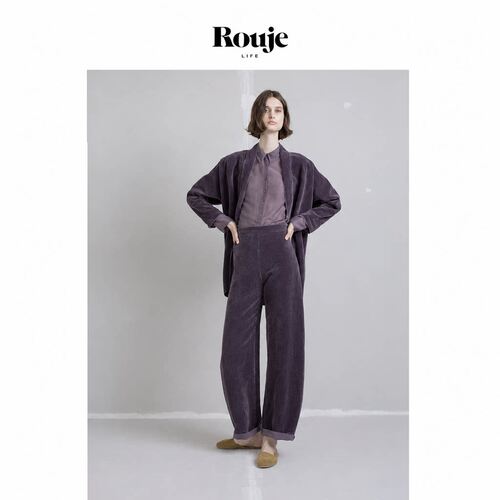【现货】Rouje Life西班牙小众丝绒立领无扣上衣外套休闲高端套装