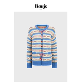 蓝色条纹提花针织衫 外套 Life日代新宠开衫 26秋季 现货 Rouje