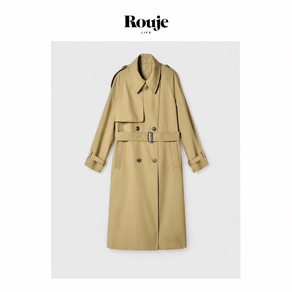【现货】Rouje Life气质潇洒经典欧美通勤显瘦日常休闲中长款风衣