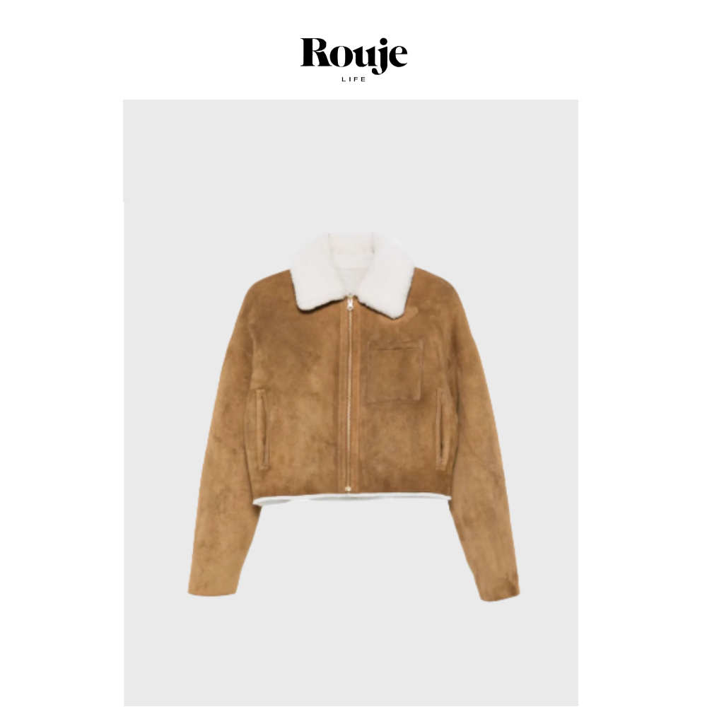 【现货】Rouje Life 2面穿羊羔毛！麂皮外套经典棕色毛绒短款夹克