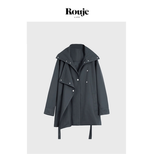 简约韩版 Life赵露思深灰色休闲风衣外套中长款 Rouje 大衣 现货