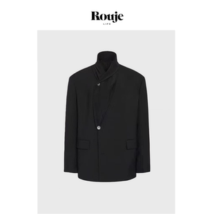 Life高定醋酸领黑西装 Rouje 冷淡风极简小众设计西服上衣 现货