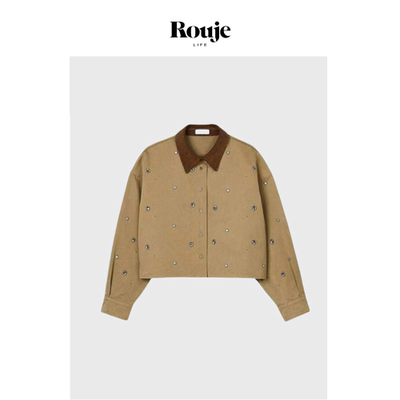 【现货】Rouje Life吴千语同款2024秋冬新款复古灯芯绒领棉质外套