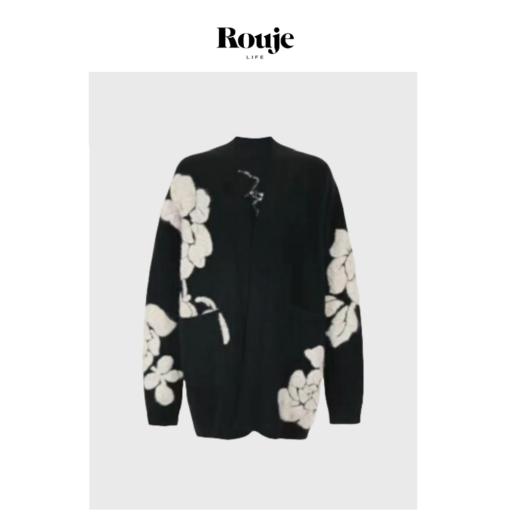 【现货】Rouje Life 诗意浪漫 意韵绵长 繁华立体刺绣针织开衫