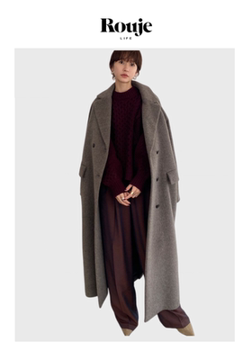 【现货】Rouje Life高定羊毛羊绒大衣女秋冬宽松长款廓形加厚外套