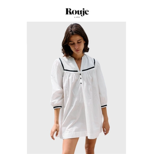 【现货】Rouje Life航海系巴黎小众连衣裙春季复古水手领棉质短裙