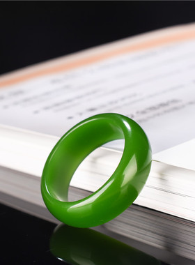 和田碧玉菠菜绿和田玉老坑种碧玉戒指玉扳指玉石平安环男女款玉戒