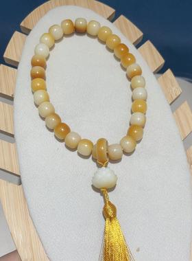 菩提根糖双色飘花奶糖色手链