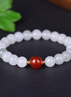 玉石小珠925镀金单圈手链