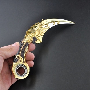 按岳霜持合金模型生死狙击可旋转黄金读牙转动金龙合金兵器未开刃