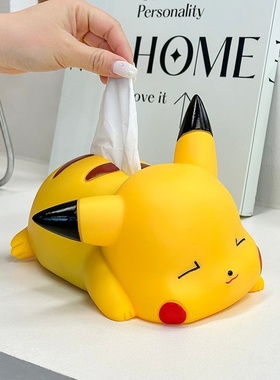 可爱皮卡丘纸巾盒家用客厅摆件动漫桌面装饰品抽纸盒家居收纳跨境