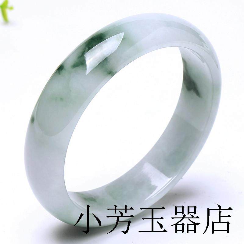 缅甸精品翡翠玉手镯糯种飘绿玉石翡翠手镯女款冰种玉镯送人送礼物