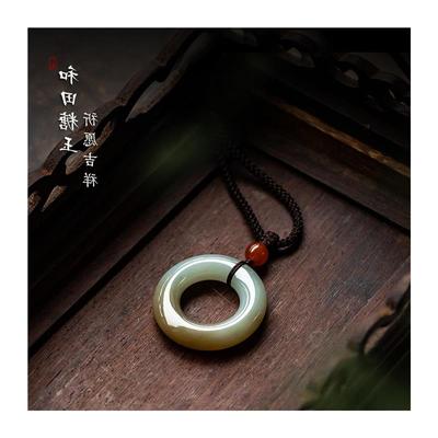 高精品新疆和田玉平安扣挂绳吊坠男女款糖玉料高档毛衣链玉坠玉石