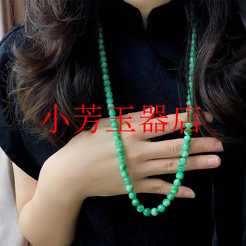 翡翠色项链正阳绿飘花干青新中式古风毛衣链显白颈链妈妈款锁骨链