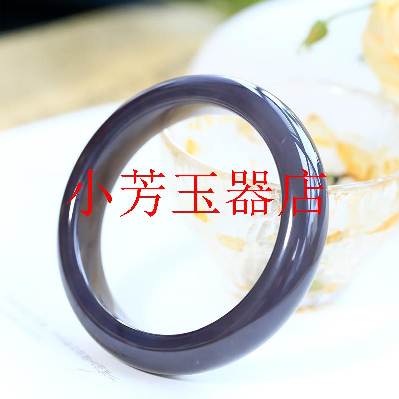 新疆和田玉正圈手镯老料烟紫宽版